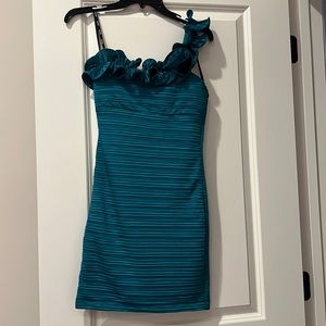 Juniors size small turquoise one shoulder dress